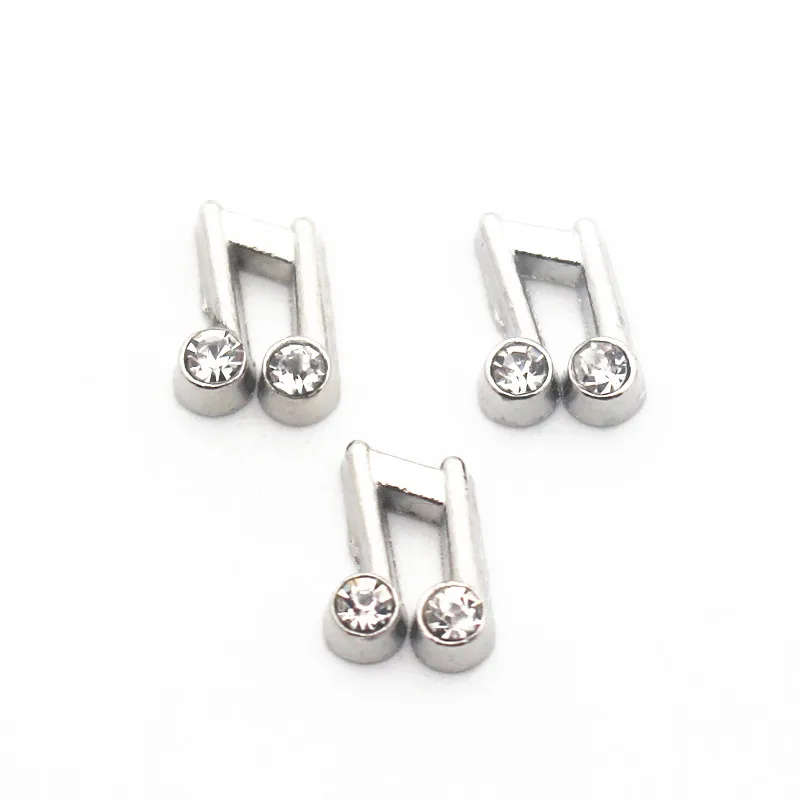 

Wholesale10pcs/Lot Silver Crystal Note Music Floating Charms Fit Living Glass Memory Locket Pendant Necklace DIY Jewelry