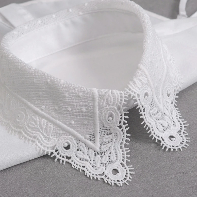 

2022 Lace Fake Collar Women Lapel Button Down Detachable White Lapel Half Shirt False Collars Girls Removable Decor Nep Kraagie