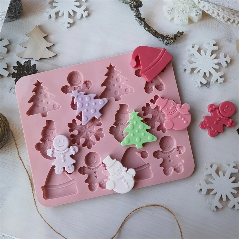 

50Pcs 12-Cavity Christmas Silicone Mold Chocolate Cake Decoration DIY Nonstick Soap Mold Fondant Kitchen Tool Hand Make Supplies