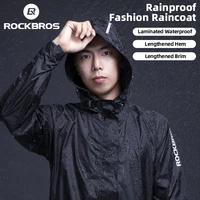 rockbros bike cycling raincoat bicycle waterproof rain jacket reflective hooded rain coat outdoor camping hiking rainwear unisex