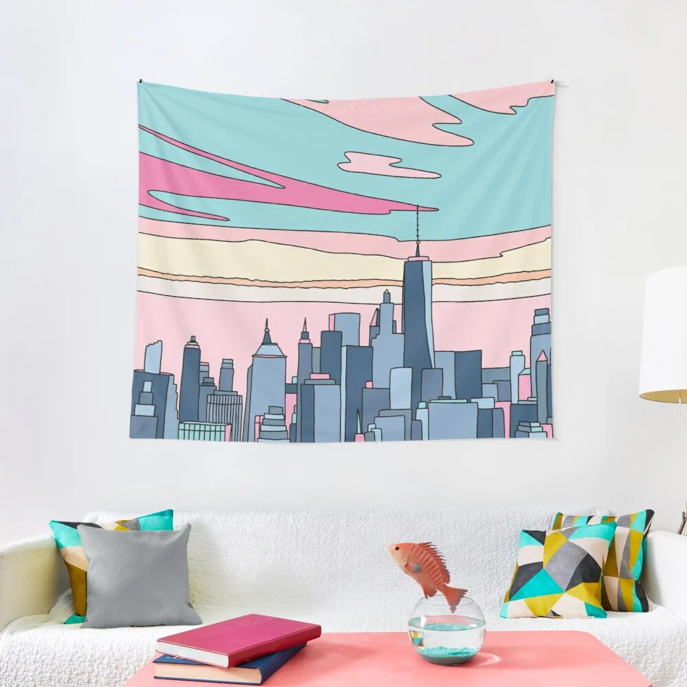 Городской закат от Elebea гобелен модный Декор для комнаты с рисунком настенный