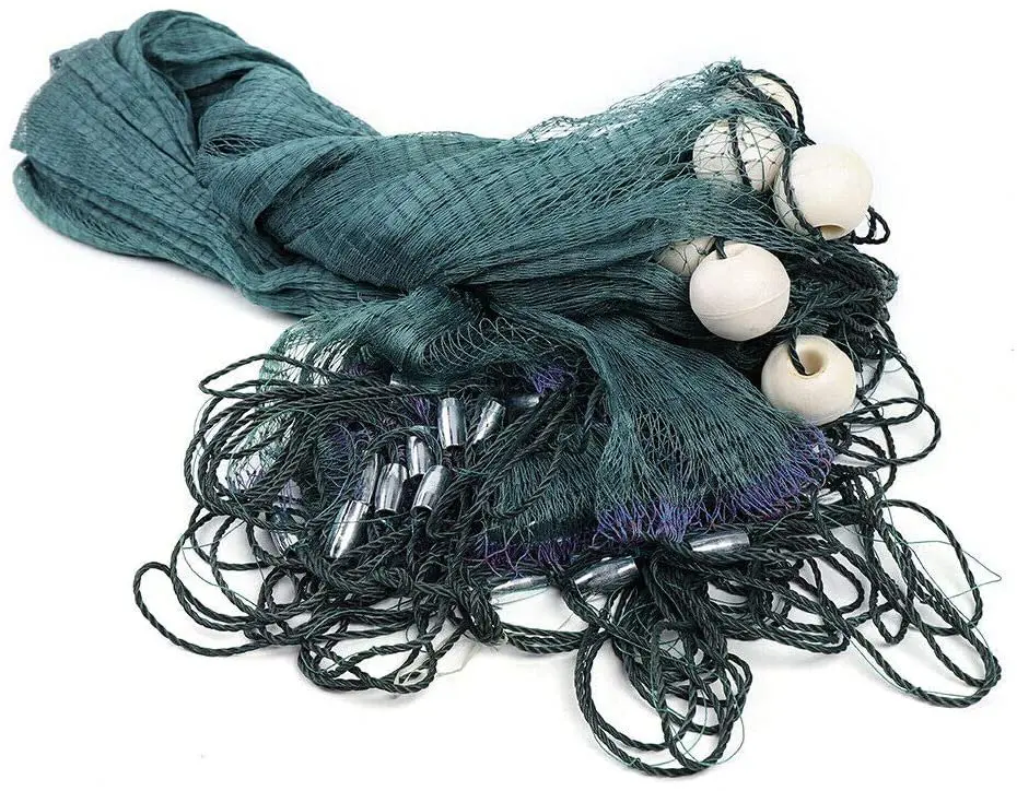 

10x65FT Beach Seine Drag Net Bait Seine Green Mesh Seining Fish Net Iron Sink