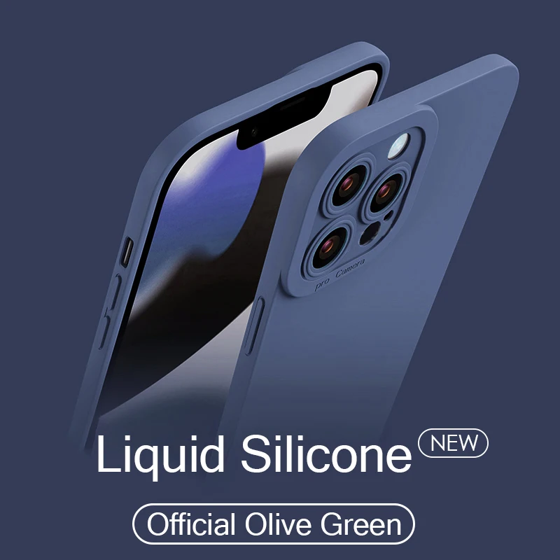 

Luxury Soft Square Original Silicone Case for iPhone 13 12 Mini 11 Pro X XR XS Max 7 8 Plus SE2 3 Camera Shockproof Full Cover