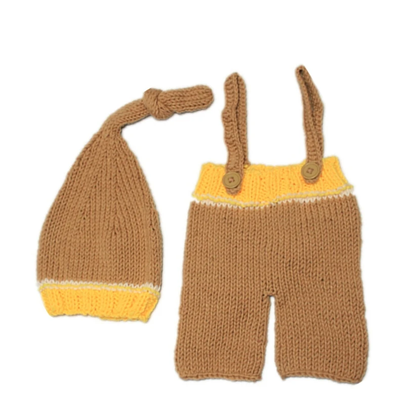 

Happyy baby 2 Pcs/Set Cute Newborn Photography Prop Long Tail Hat + Knitted Shorts Photo Clothing Photo Props Outfits