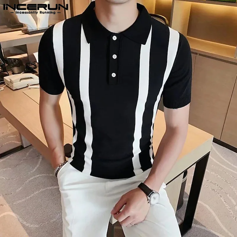 

Мужская рубашка в полоску, с воротником с короткими рукавами