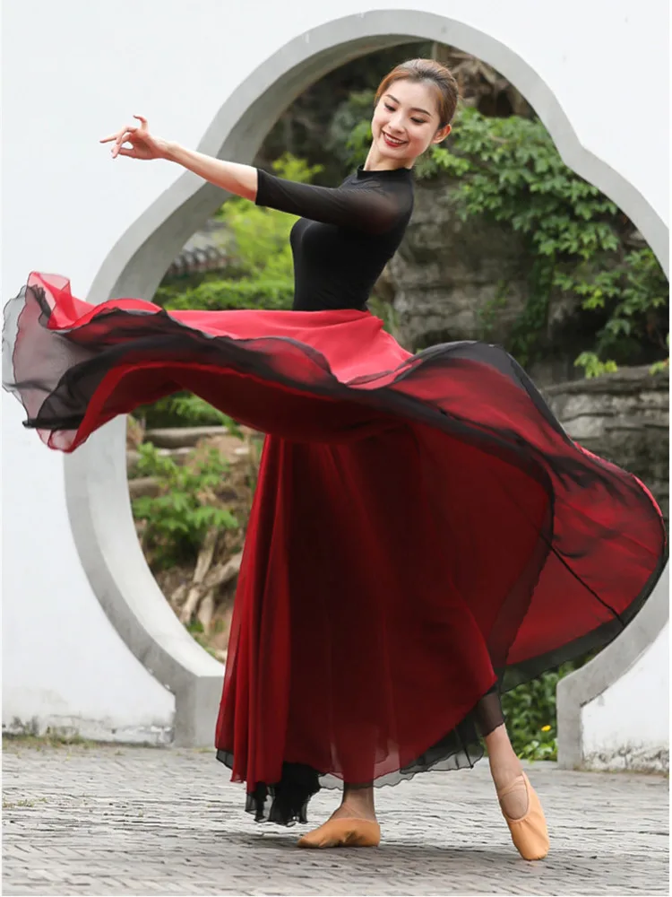 

Elegant Street Dance Adult Costume Ballroom Tops Women Jazz Mesh Patchwork Pole Clothing Bellydance Classical Practice T-shirt