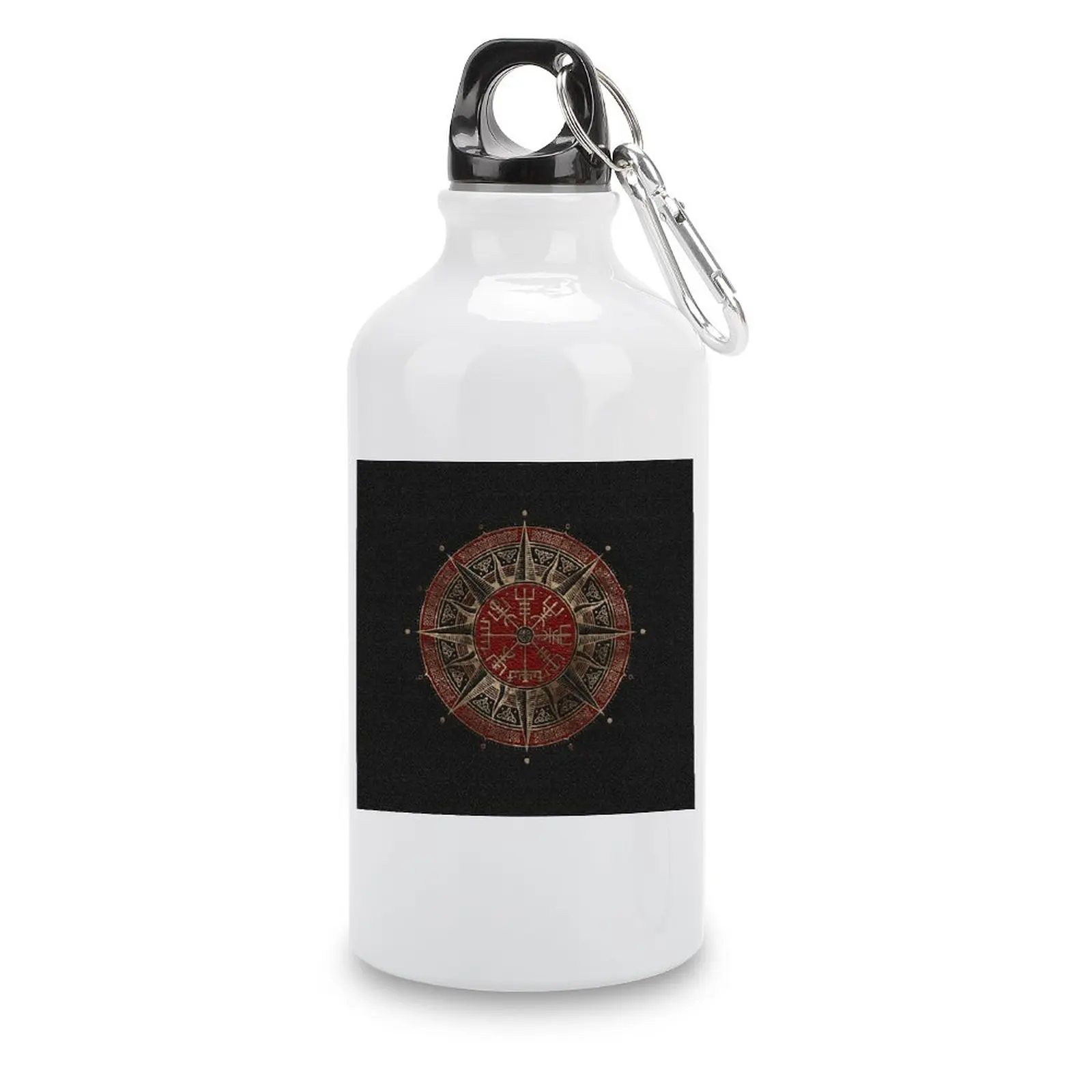 DIY  Canteen Vegvisir Viking Compass Black And Red L Sport Bottle Aluminum  Tea Cups  Thermos Bottle Novelty Humor Graphic Kettl