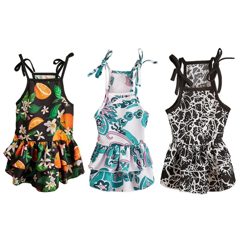 

Летняя одежда для собак, милое платье на бретельках с принтом, тонкая юбка, солнцезащитное платье для маленьких собак, чихуахуа, Бишон, станд...