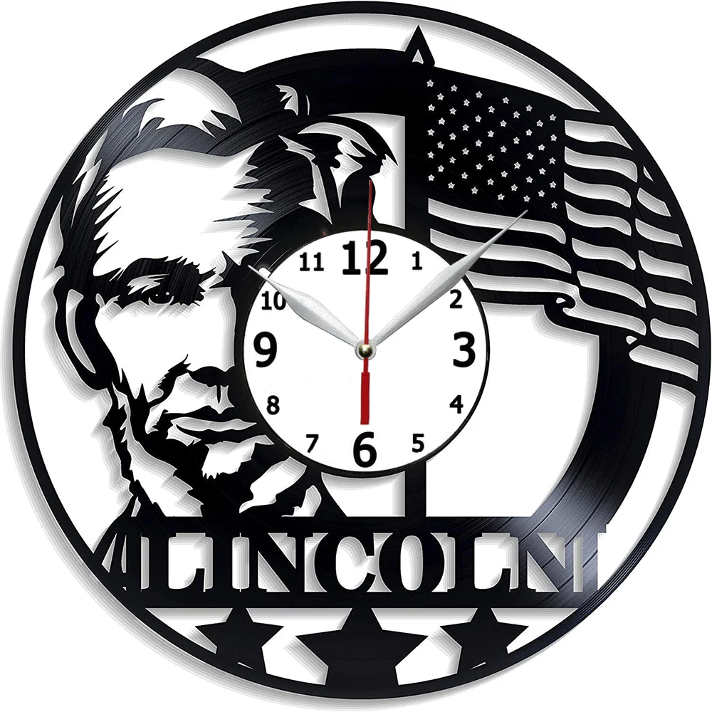 

Изящные виниловые настенные часы с изображением Авраама Линкольна, 12 дюймов, для дома или офиса, лучший подарок для детей