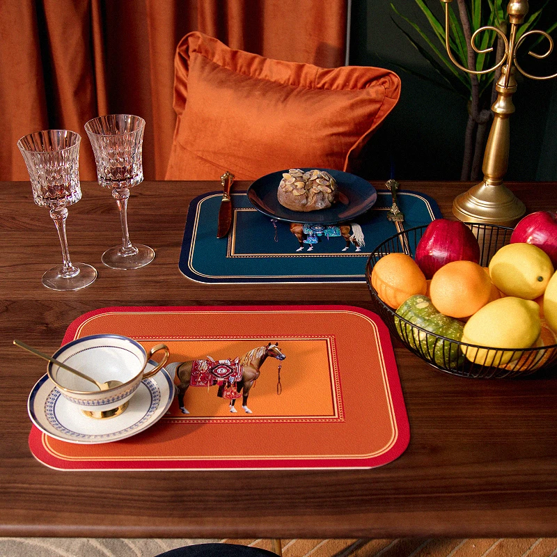 

Washing-free leather placemats are waterproof, oil-proof, heat-insulating, and scald-proof. European-style premium placemats.