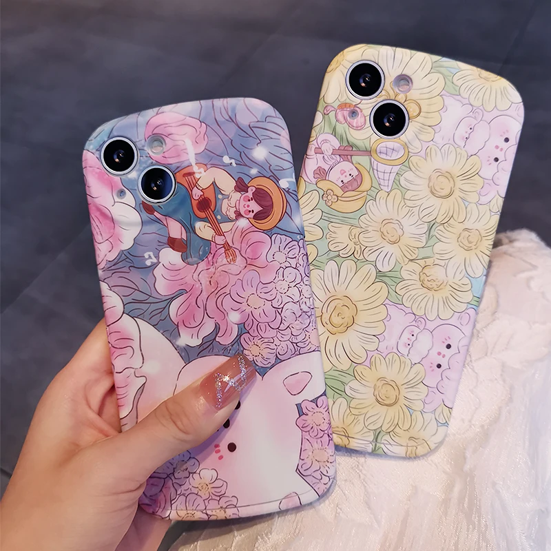 

Mobile Phone Case for IPhone 13 12 11 Pro Max with Invisible Stand for IPhone 11 12 13 Oil Painting Flower Silicone Phone Case