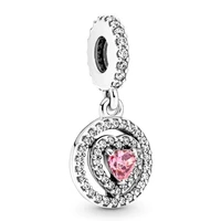 original moments sparkling double halo heart dangle charm bead fit pandora 925 sterling silver bracelet necklace jewelry