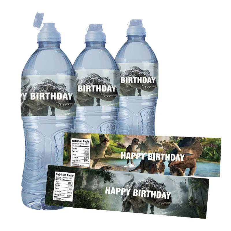 

24Pcs Jurassic World Water Bottle Labels Stickers Happy Birthday Party Decor Baby Shower Dinosaurs Theme Custom Labels Stickers
