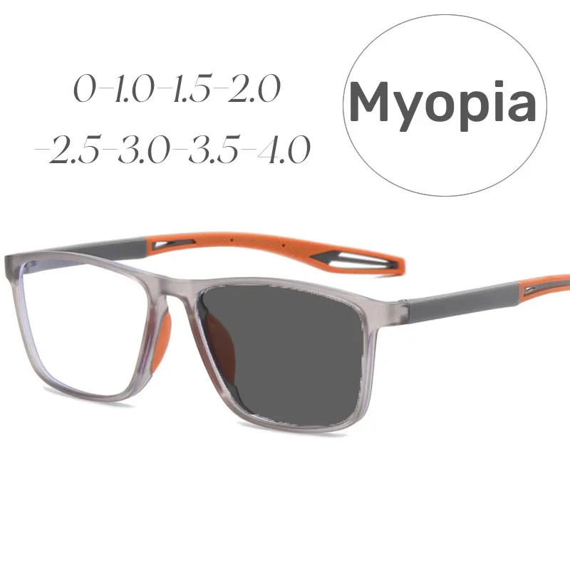 

Fashion Trend Photochromic Glasses Women Men TR90 Sports Myopia Eyewear Outdoor Color Changing UV Shades Eyeglasses 0 To -4.0