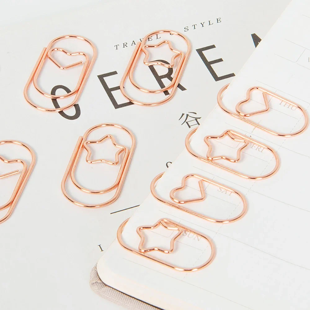 

10 шт., Золотые зажимы для бумаги, в форме сердца