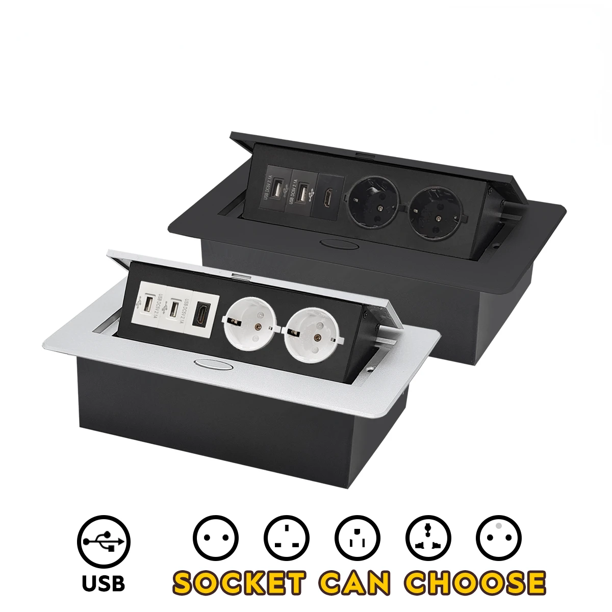 

Hdmi/Netwerk/Usb Aluminium Paneel Wit Socket Eur Vork Verborgen Type Tabel Socket Kantoor Accessoires Media Vergaderzaal desktop