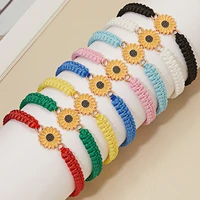 fashion sweet daisy flower bracelets for women hand braided sunflower rope chain charm bracelet couple friendship bangle jewelry