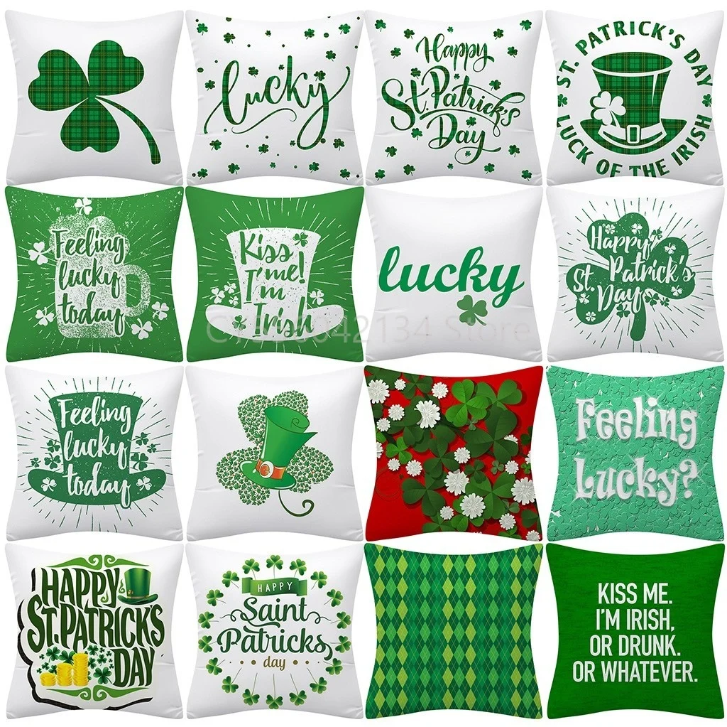 

St. Patrick's day Print Pillow Case Cotton Linen Sofa Home Decor Cushion Cover