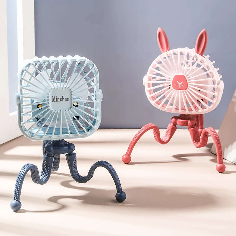 

Octopus Design Stroller Fan Wind Speed Gear Third Gear Portable Home Fan With Atmosphere Night Light Handheld Fans Air Cooler