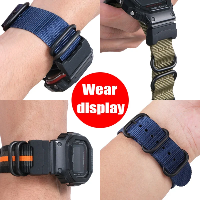 Холщовый ремешок для Casio G-SHOCK DW-5600BBN DW6900 GW-M5610 GA100/110 GD110 модифицированный нейлоновый
