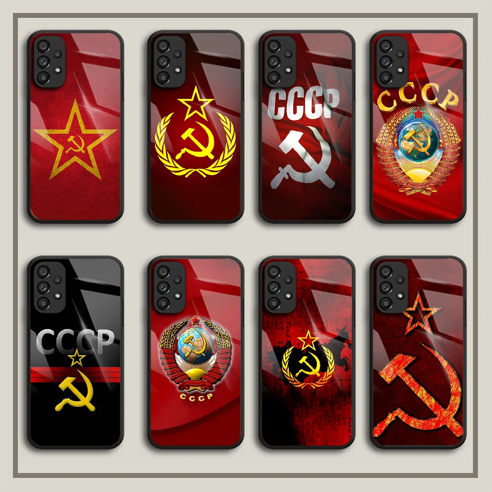 

USSR CCCP Soviet Tempered Glass Phone Case Cover For Samsung Galaxy Note A S 7 10 12 13 20 21 22 32 33 51 52 53 71 Fe Plus Ultra