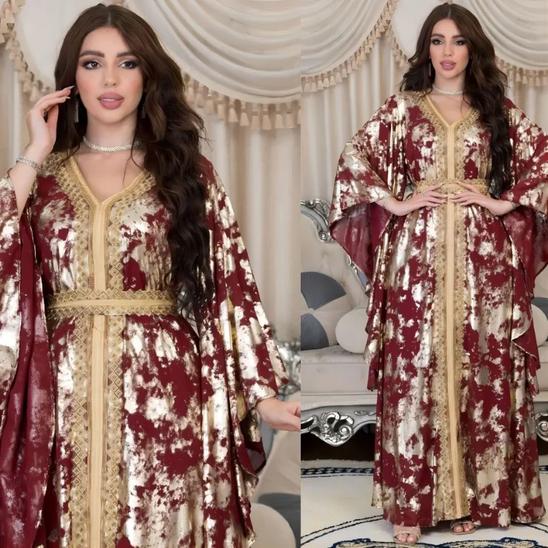 Muslim Kaftan Abaya Dress Women Dubai Abayas Luxury Evening Gown Elegant African Chiffon Maxi Dress Boubou Robe Djellaba Femme