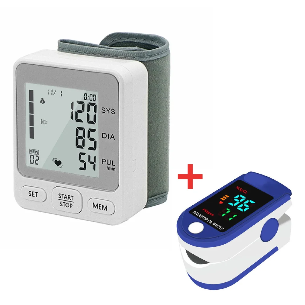 

Automatic Wrist Blood Pressure Monitor Digital BP Tonometer Electronic Heart Rate Pulse Apparatus Tensiometer Pulse Oximeter