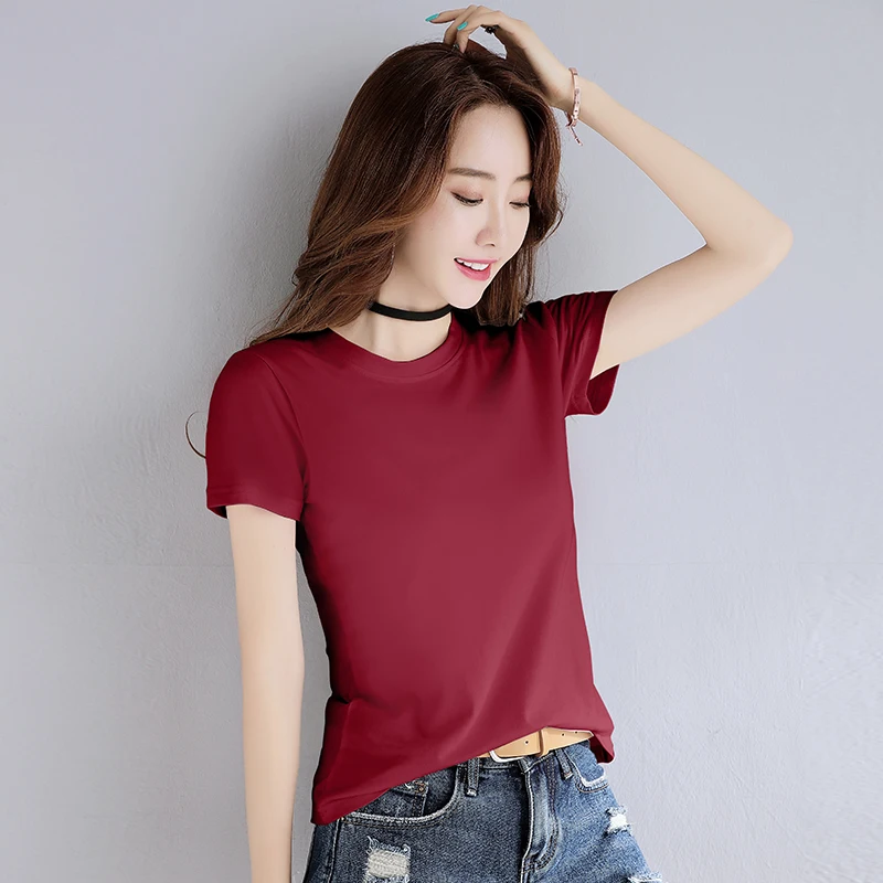 Fashion Pure Cotton Versatile T-Shirt Women'S Short Sleeve Spring Summer 2022 New Loose Bottomed Shirt Solid Color Top