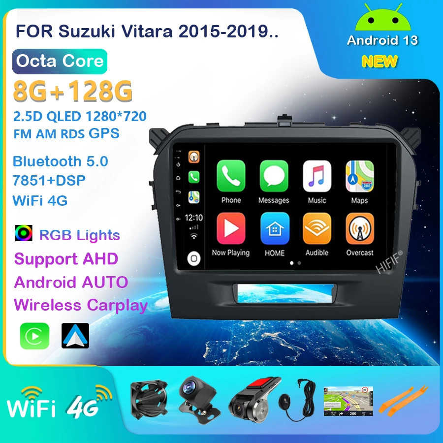 Android 13 для Suzuki Vitara 2015 2016 2017 2018 2019 Автомобильный радиоприемник Мультимедийный