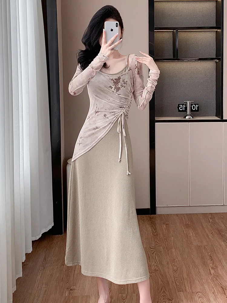 Новый китайский Sle тушью с цветущим принтом в стиле ретро накидка на слинге