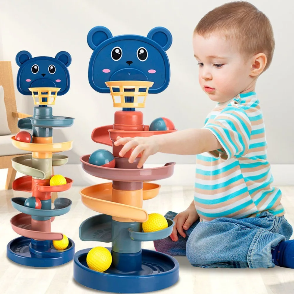 

1 2 3 Years For Babies Montessori Sensory Toy Stacking Track Baby Toy Early Educational Games Rolling Ball Tower