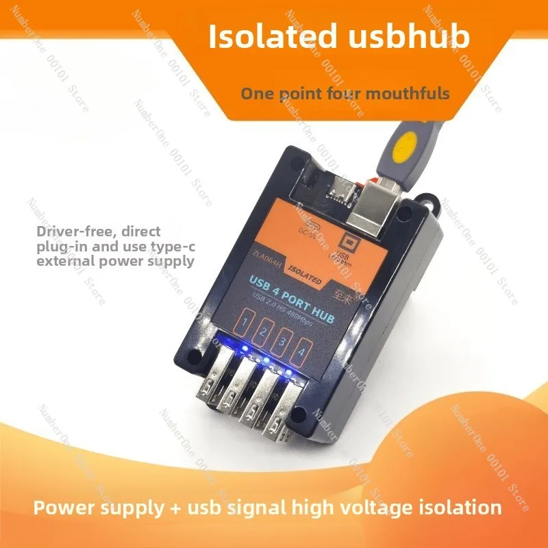 Фото Изолатор USB 2.0, четырехканальный концентратор, защита от высокого напряжения, высокоскоростной модуль 480 Мбит/с, поддерживает внешнее питание. №2