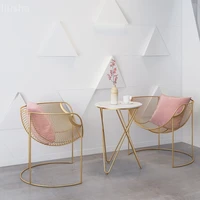 iron hollow chair nordic dessert milk tea shop leisure table and chair combination golden simple modern egg chair living room