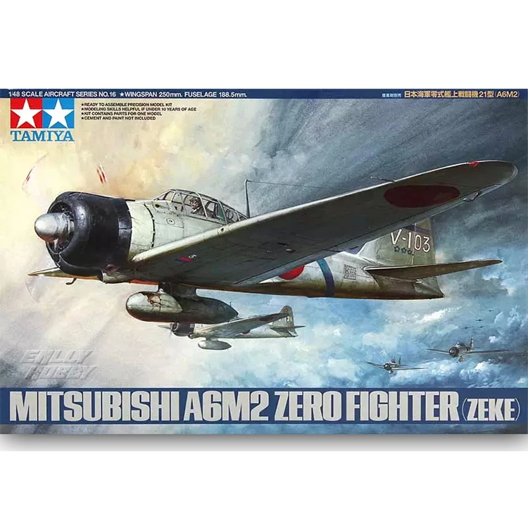

1/48 Mitsubishi A6M2 Zero Fighter Zeke Airplanes Assembly Model Building Kits Tamiya 61016
