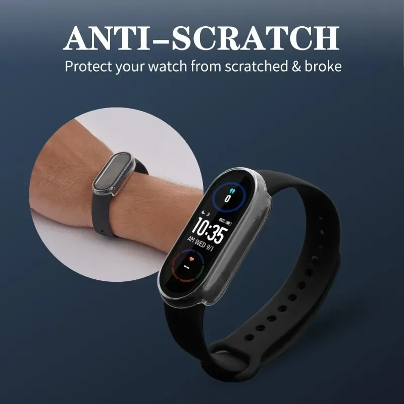 Рамка 2 в 1 + стеклянный чехол для Xiaomi Mi Band 7 6 5 4 3 NFC Стеклянная защитная пленка