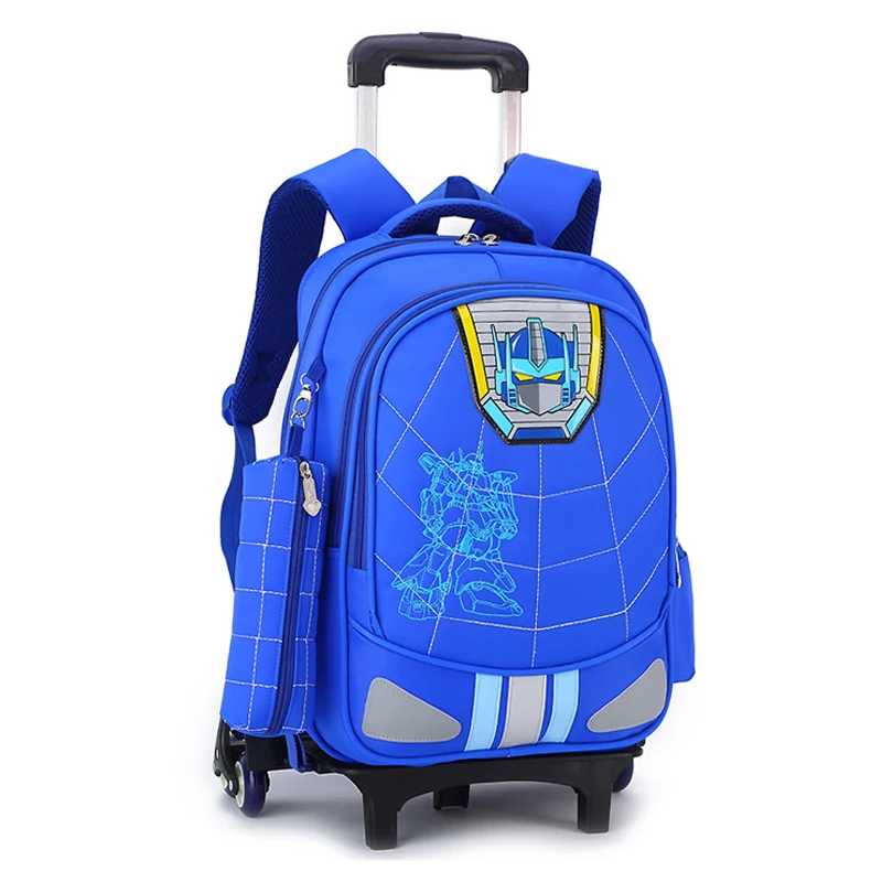 Trolley Wheeled School Bag Primary Schoolbag Grade 3-6 Waterproof Backpacks Ridge Reduction Children Schoolbags with Pencil Case