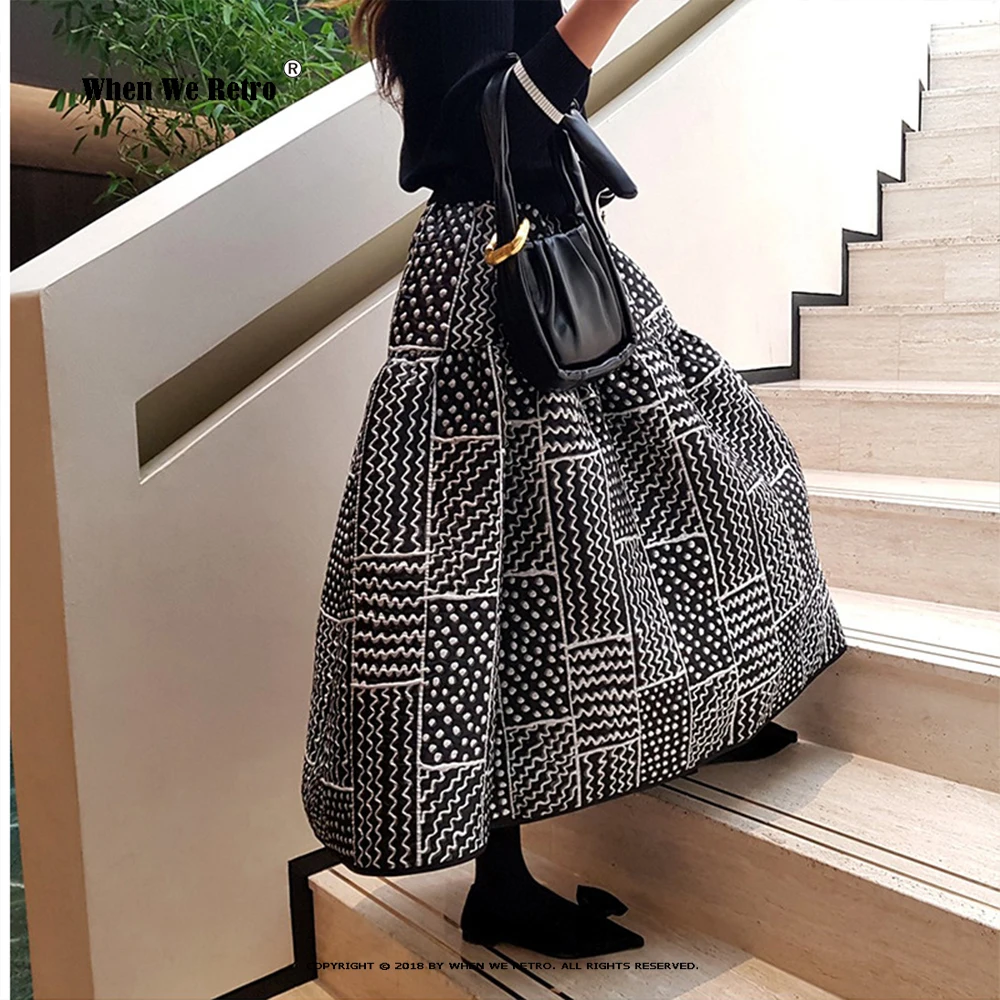 

Корейская винтажная юбка в клетку с 3D принтом, Весенняя эластичная юбка с высокой талией, женские юбки средней длины, длинные юбки для женщин, Пышное Бальное Платье RS400