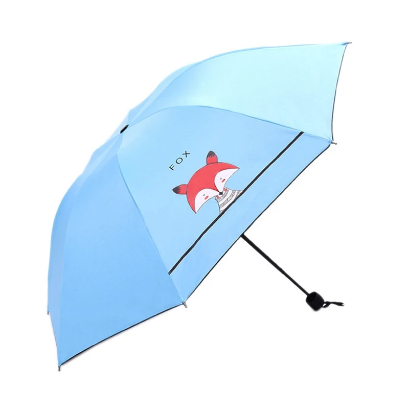 

Складной зонт с мультяшным изображением милой маленькой лисы, портативный детский Солнечный зонт с защитой от ультрафиолета для школы и пу...