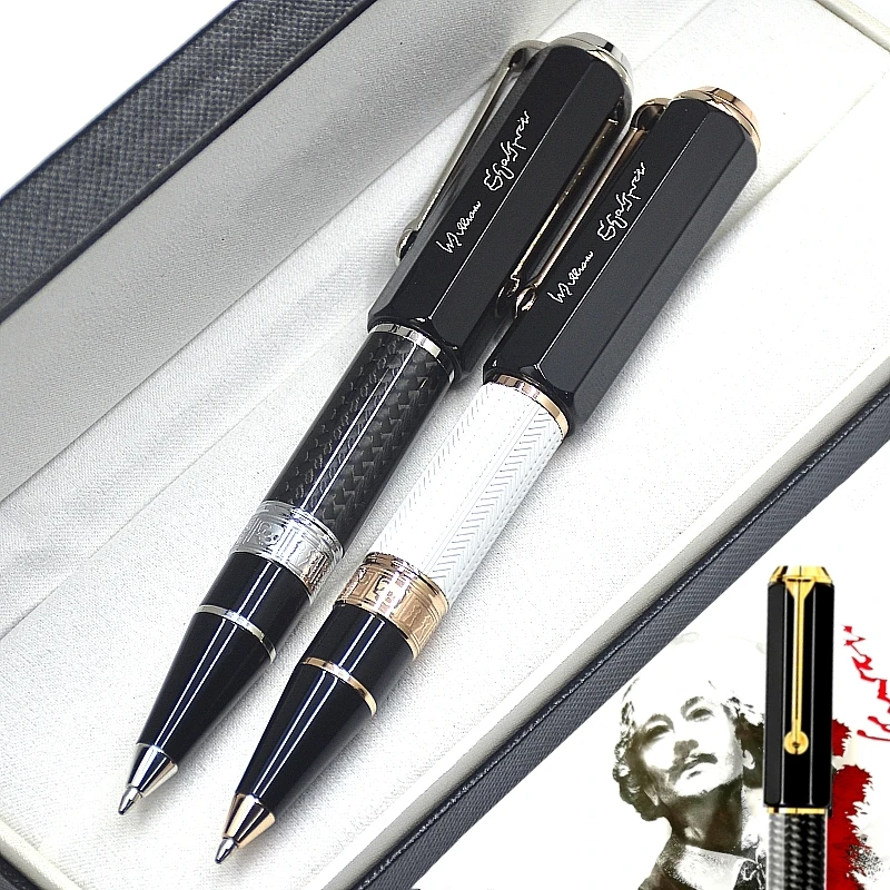 

5A Limited Writers Edition William Shakespeare Ballpoint Pen MB White & Black Carbon Fiber Office Writing Ball Pens 6836/9000