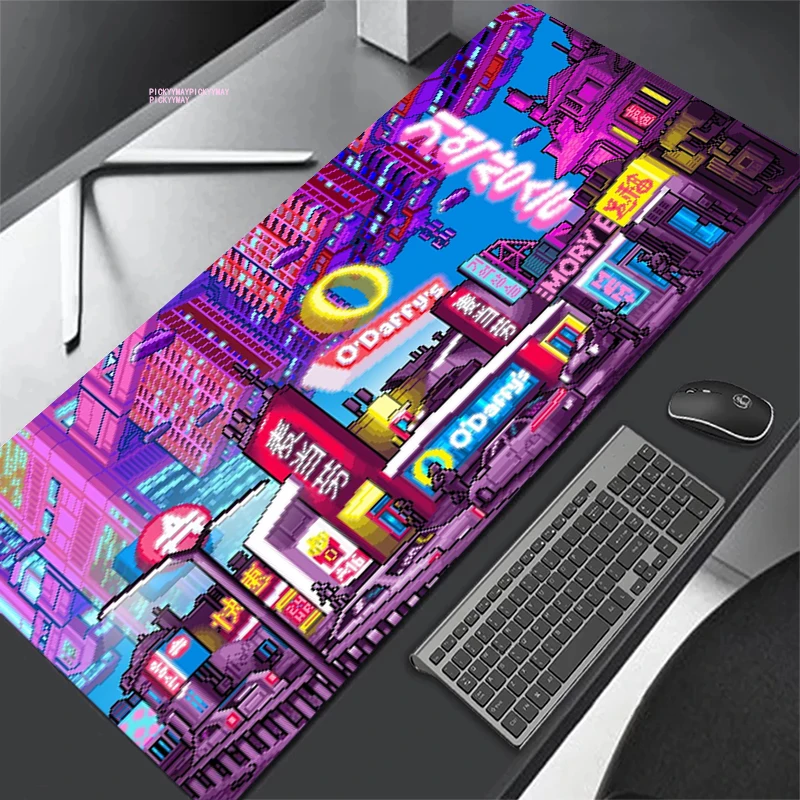 

Japanese Neon Locking Edge Mouse Mats Large Natural Rubber Mouse Pad Mousepads Gamer Mousepad Desk Pads 35.4x15.7in Keyboard Mat
