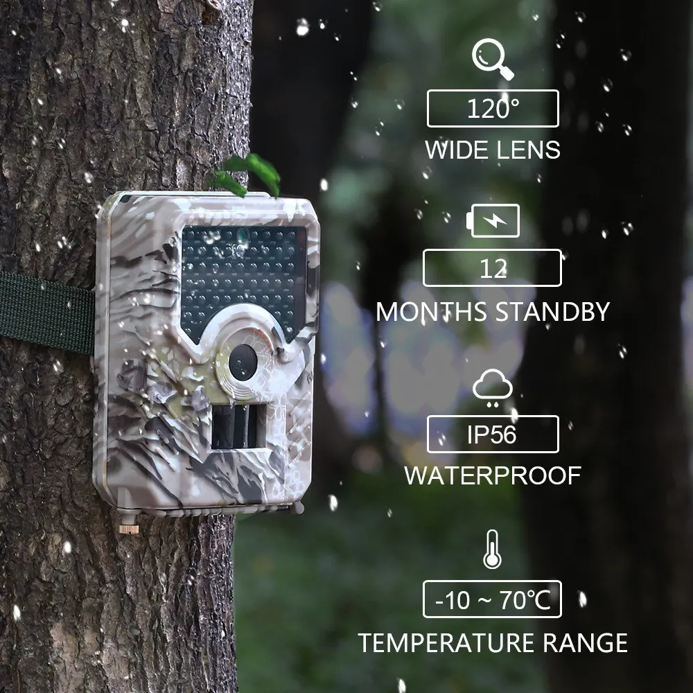 

12MP 1080P Trail Camera Hunting Game Camera Outdoor Wildlife Scouting Camera with PIR Sensor 65ft Infrared Night Vision IP56