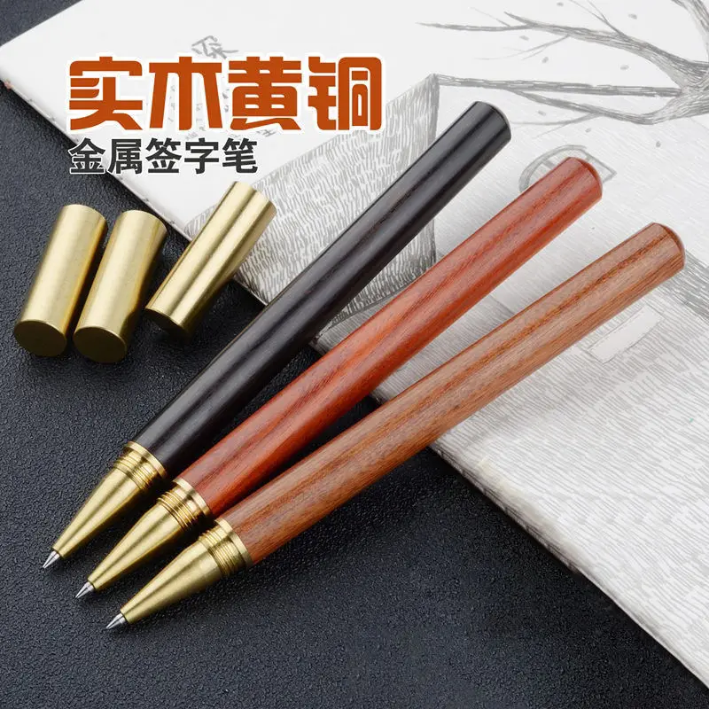 

Acid Branch Wood Pear Wood Signature Pen Brass Signature Pen Gift Business Office Gel Pen 0.5 Refill