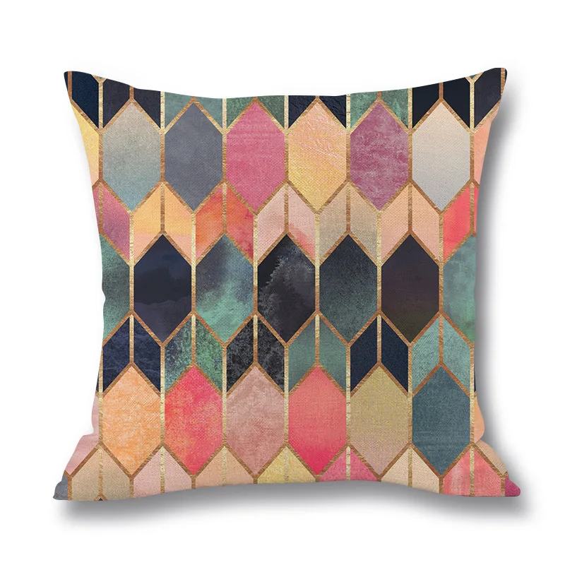 

Colorful Geometry Printed Cushion Covers For Sofa Living Rome Home Decorative Velvet Throw Pillows Cover Couch Cushion Cover