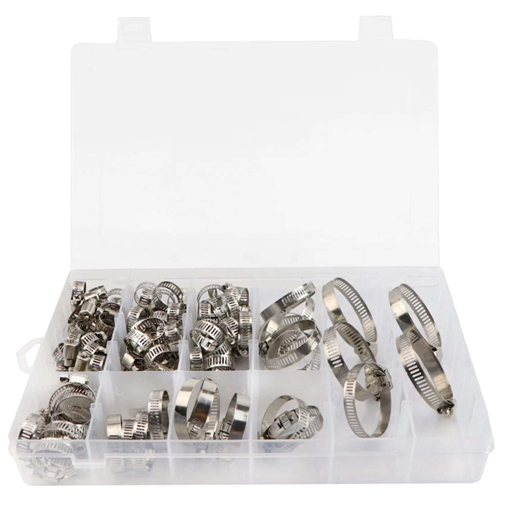 

102Pcs Boxed Hoop Stainless Steel American Hose Clamp Clamp Water Pipe Clamp Tube Clamp Single Ear Clamp Tube Clamp