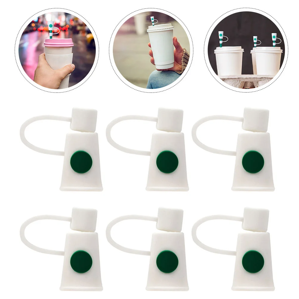 

Silicone Tips Cover: 6Pcs Drinking Tips Lids Reusable Caps Covers Anti- Plugs Leak- Proof Cover