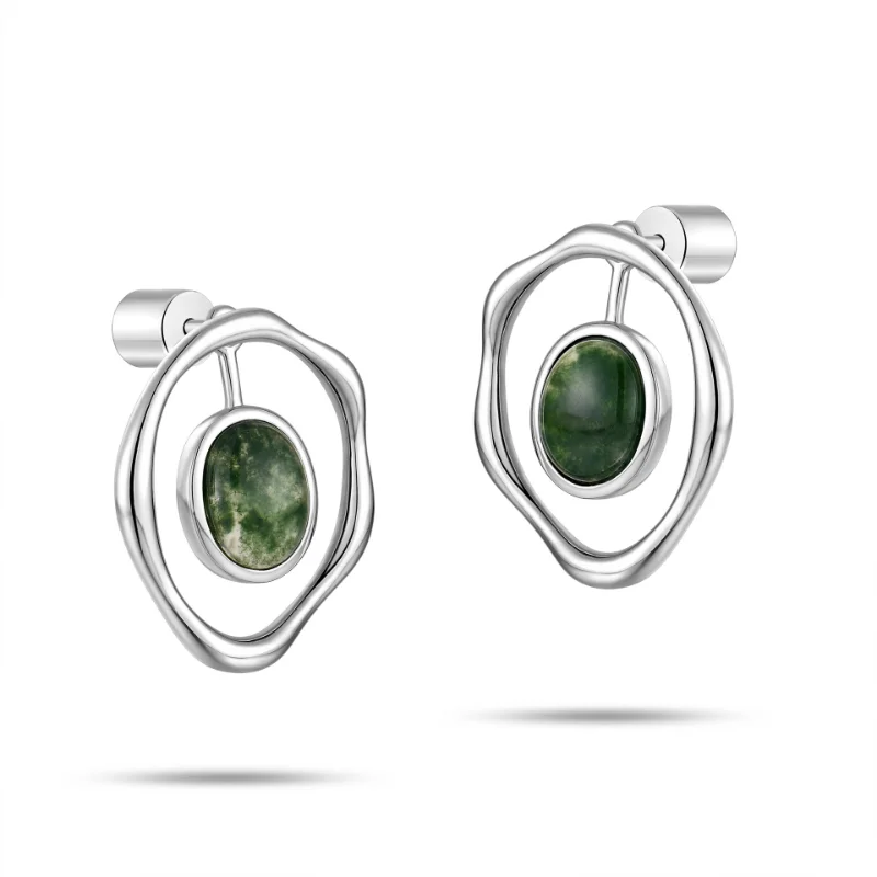 

LONDANY earrings Light luxury new earrings natural aquatic plants onyx ins girls' high-end sense green ghost stud earrings