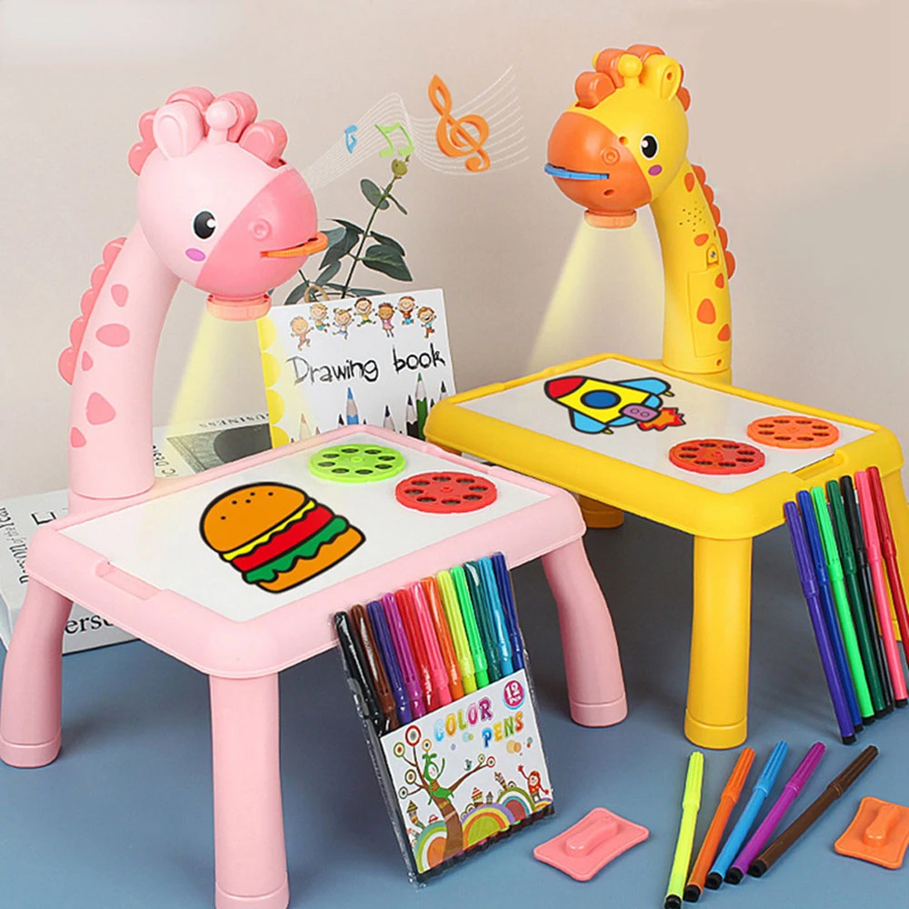 

Kids Projector Drawing Table Painting Board Desk Multifunctional Writing Arts Crafts Educational Projection Machine Drawing Toy