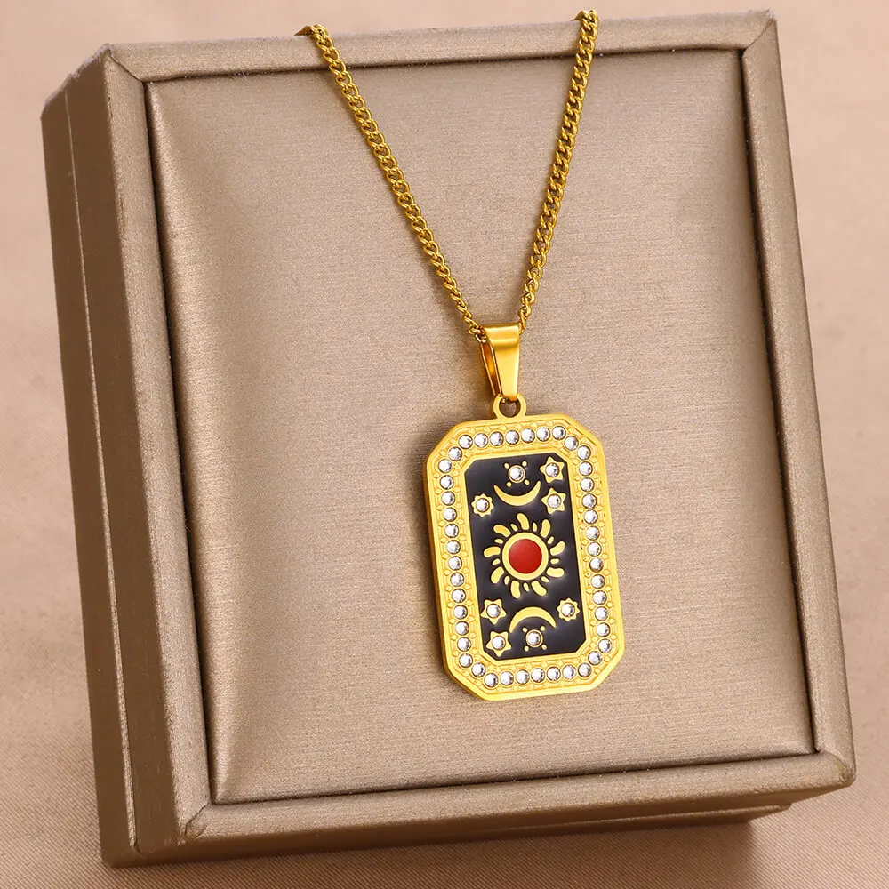 Женские Подвески В Виде Карты Таро Из Нержавеющей Стали Ожерелье Ювелирные