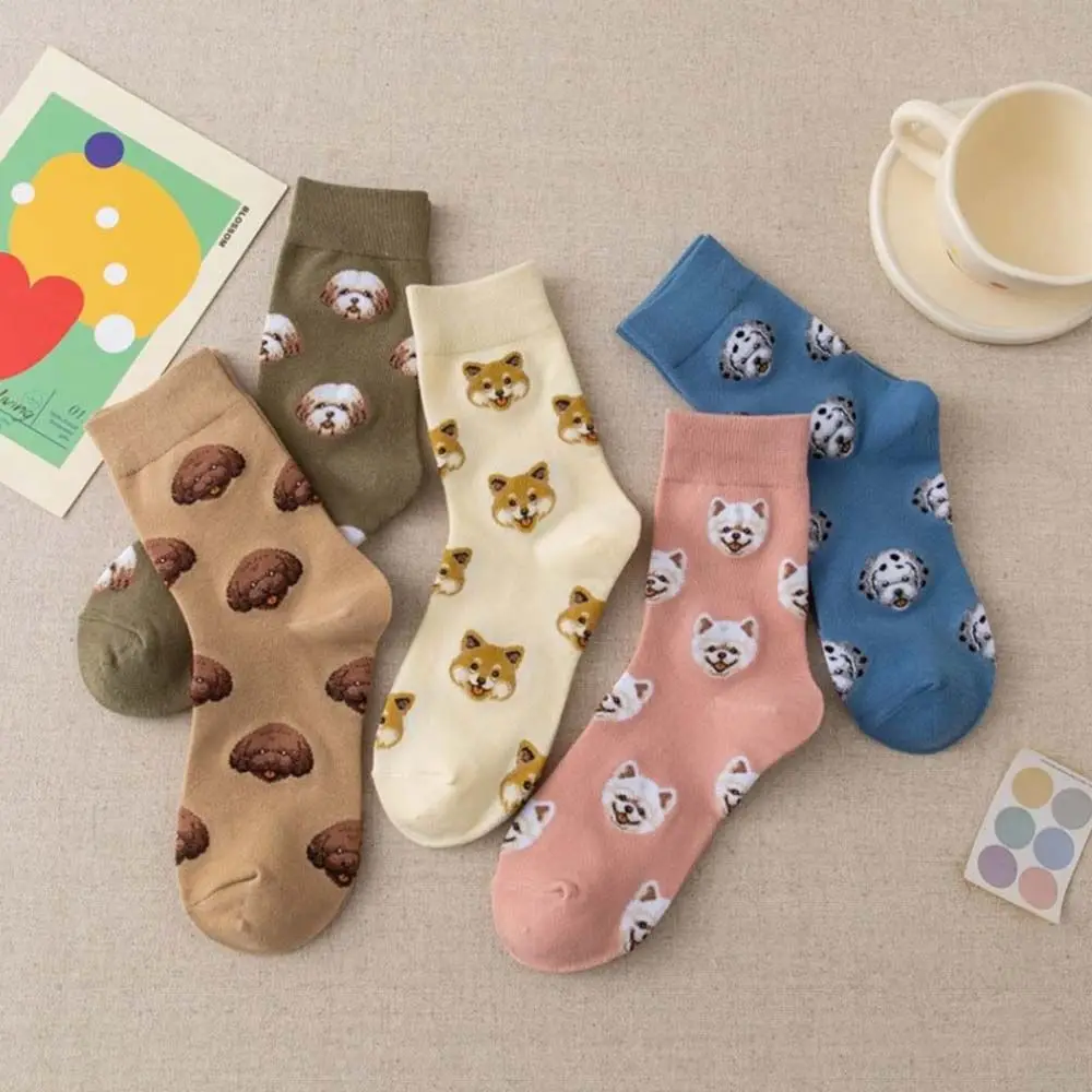 

Pattern College Style Female Hosiery Pomeranian Ins Style Korea Style Middle Tube Socks Cartoon Dog Socks Cotton Socks