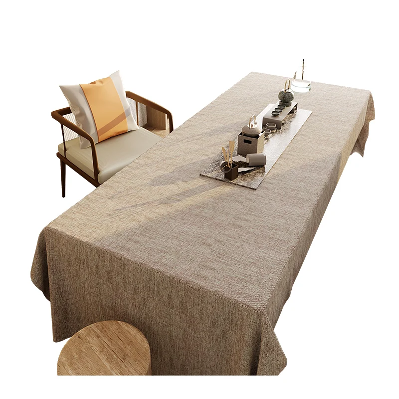 

New Chinese Tablecloth Waterproof and Oil-proof Cotton Linen Solid Color Desk Tablecloth Tea Table Table Flag